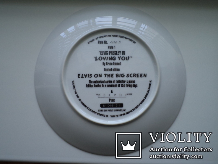 Elvis Presley ‎in "Loving You" коллекционная номерная тарелка (огр.тираж)1992г., фото №5