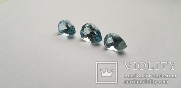 Топаз природный голубой 26.55ct, комплект капли, фото №13