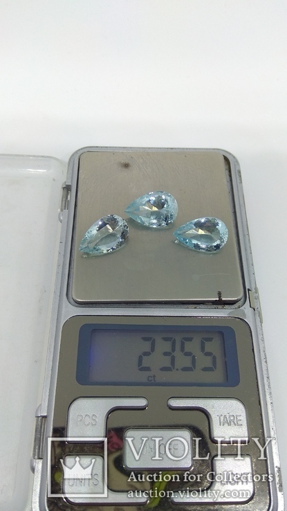 Топаз природный голубой 23.55ct, комплект капли, фото №2