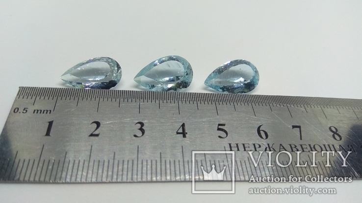 Топаз природный голубой 23.55ct, комплект капли, фото №11