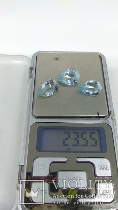 Топаз природный голубой 23.55ct, комплект капли, фото №12