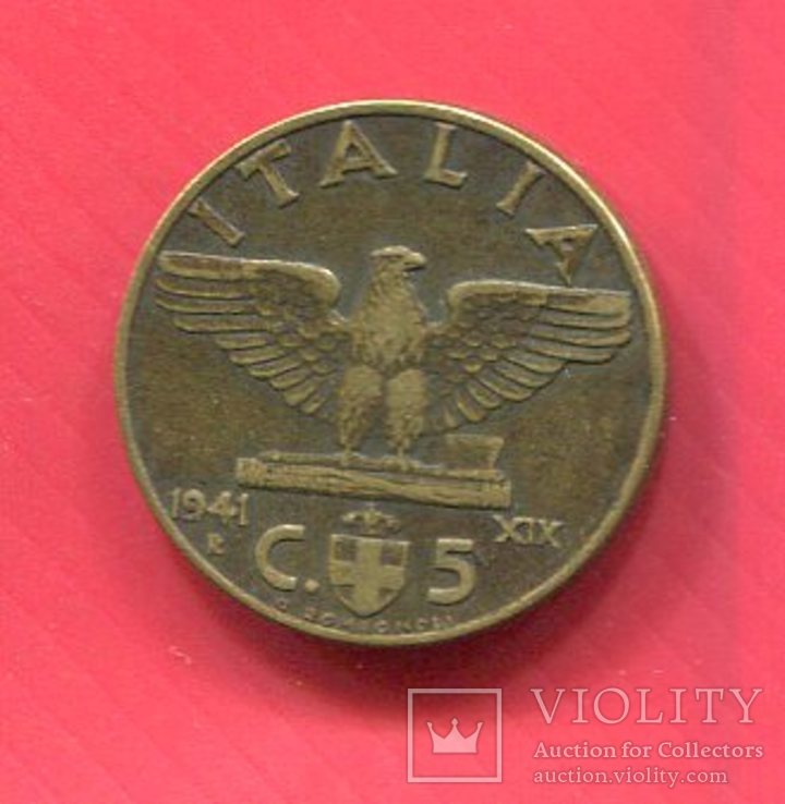 Италия 5 чентизими 1941 Муссолини