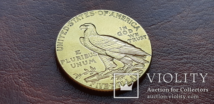 Золото 5 долларов 1912 года США.  Голова индейца, фото №5