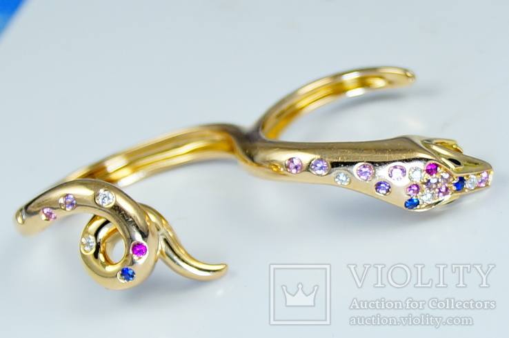 Золотое кольцо BOUCHERON 18К бриллианты, рубины, сапфиры, фото №8