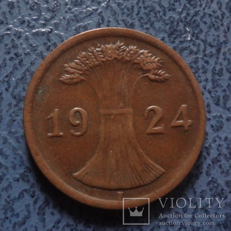 2 пфеннига  1924 F   Германия    ($2.2.28)~, фото №2