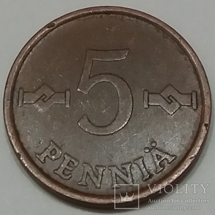 Фінляндія 5 пенні, 1965, фото №2