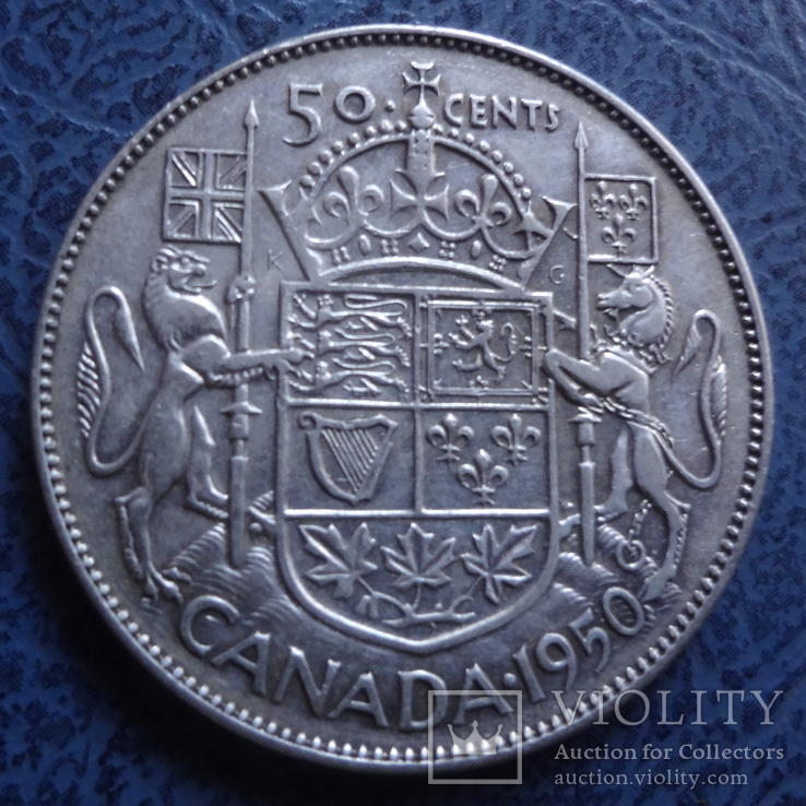 50 центов   1950  Канада  серебро   (2.6.6)~, фото №2