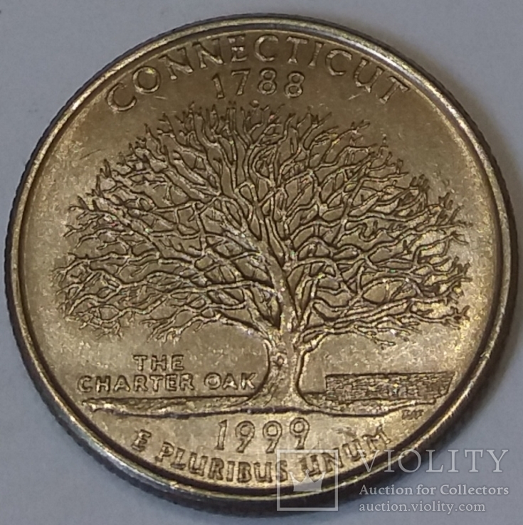 США ¼ долара, 1999 Квотер штату Коннектикут, фото №2
