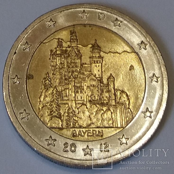 Німеччина 2 євро, 2012 Замок Нойшванштайн, Баварія, фото №2