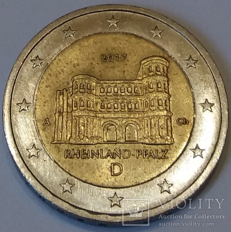 Німеччина 2 євро, 2017 Porta Nigra, Rhineland-Palatinate, фото №2