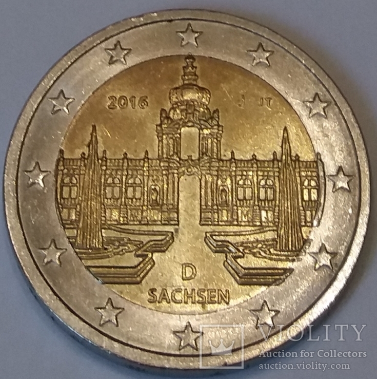 Німеччина 2 євро, 2016 Цвінґер, Саксонія, фото №2
