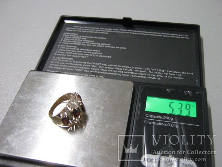 Золотое кольцо "Шапка Мономаха" №585пробы. Камни цирконий и натуральный гранат., фото №2