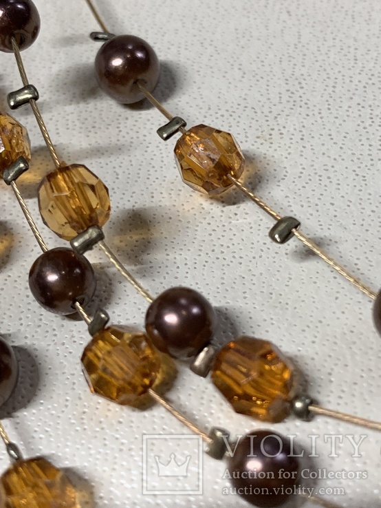 Ожерелье с италии с коричневыми бусинами, фото №5