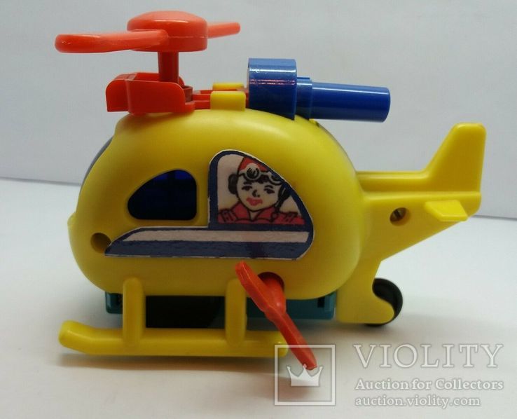 РЕДКАЯ Старинная заводная механическая игрушка СССР Вертолет с коробкой 1980-х годов, фото №6