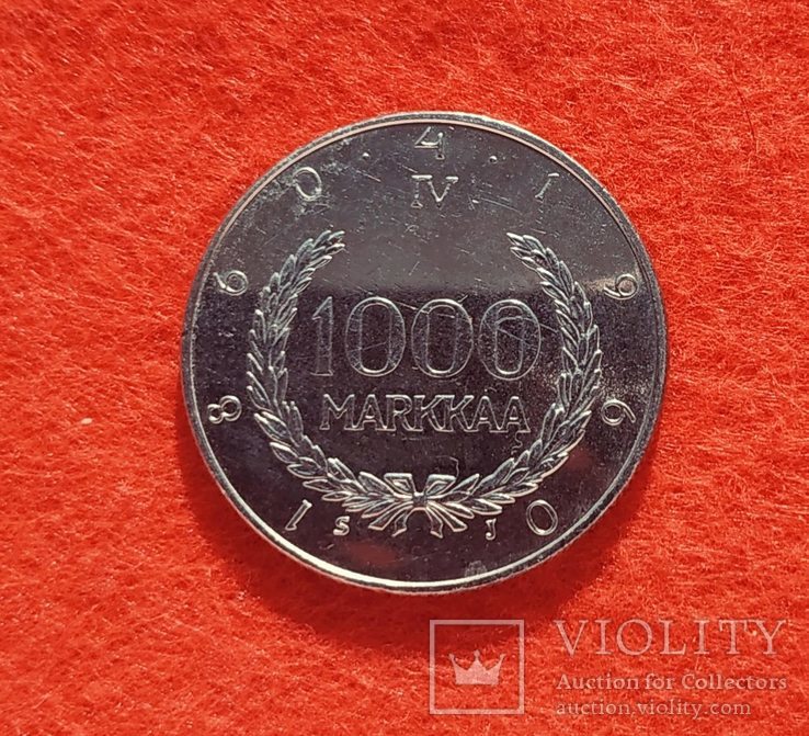 Финляндия 1000 марок 1960 серебро, фото №2