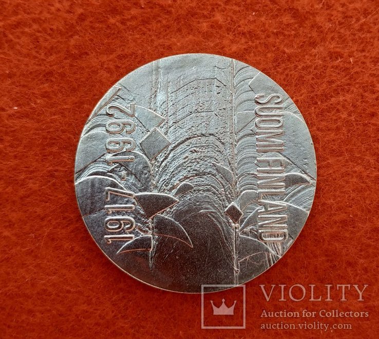 Финляндия 100 марок 1992 серебро Юбилей, фото №3
