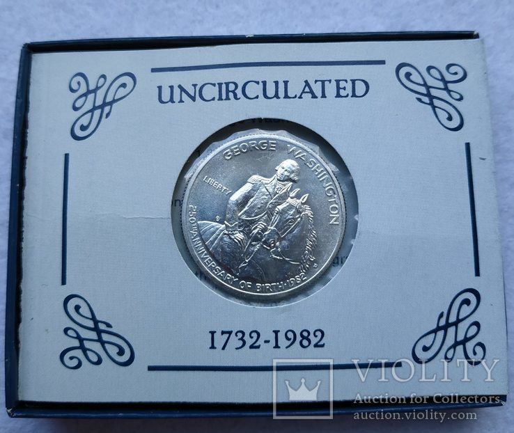 США 1/2 доллара 1982 серебро Вашингтон АНЦ запайка, фото №2