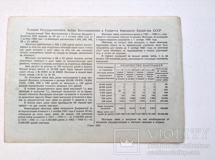 Облигация на сумму 25 рублей 1946г., фото №3