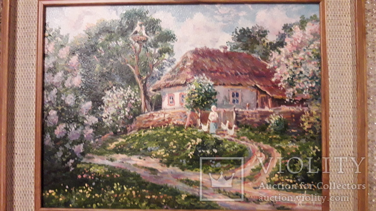 Картина " Рідне село" автор С.Коротков  15×20 см ДВП, олія, фото №3