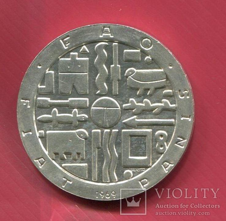 Уругвай 1000 песо 1969 серебро ФАО АНЦ, фото №2