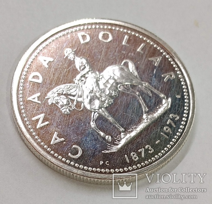 Канада 1 доллар,1973,100 лет конной полиции,С36, фото №5