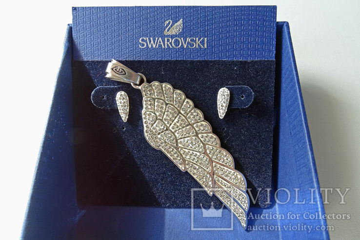 Набор серьги и подвеска Swarovski, серебро 925., фото №3