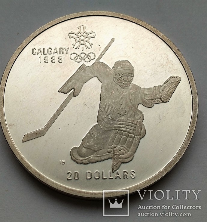 Канада 20 долларов,1986 Олимпийские Игры, Калгари 1988 - Хоккей,С34, фото №2