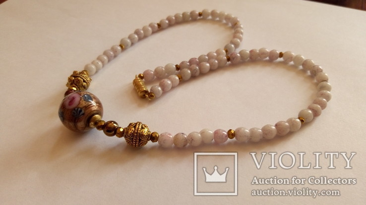 Ожерелье ,натуральные камни и венецианское стекло , длина 46 см., фото №2