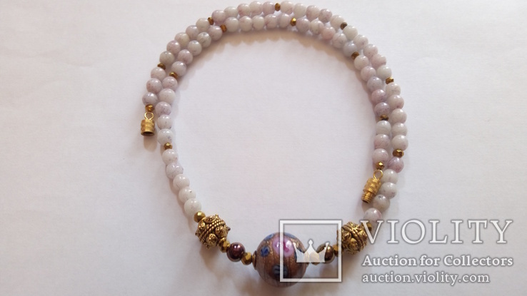 Ожерелье ,натуральные камни и венецианское стекло , длина 46 см., фото №3