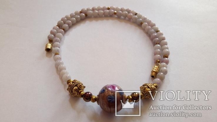 Ожерелье ,натуральные камни и венецианское стекло , длина 46 см., фото №4