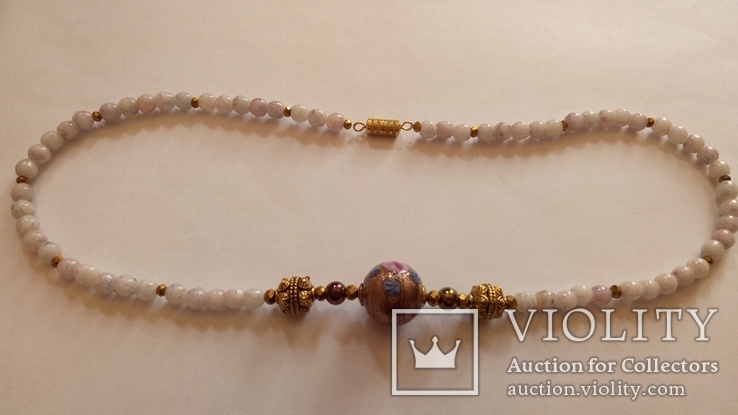 Ожерелье ,натуральные камни и венецианское стекло , длина 46 см., фото №5