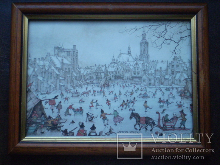 Картина Anton Pieck "Гаага XVII век" (Нью- Йорк 1973 год)