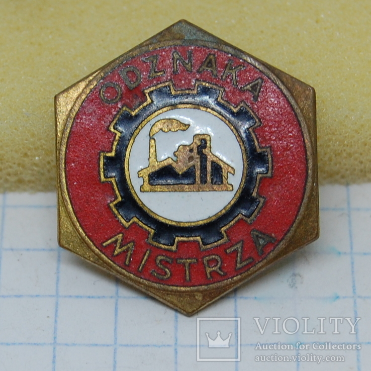 Знак Польша. odznaka Mistrza. Знак мастера. Тяжелый. Эмаль, фото №2