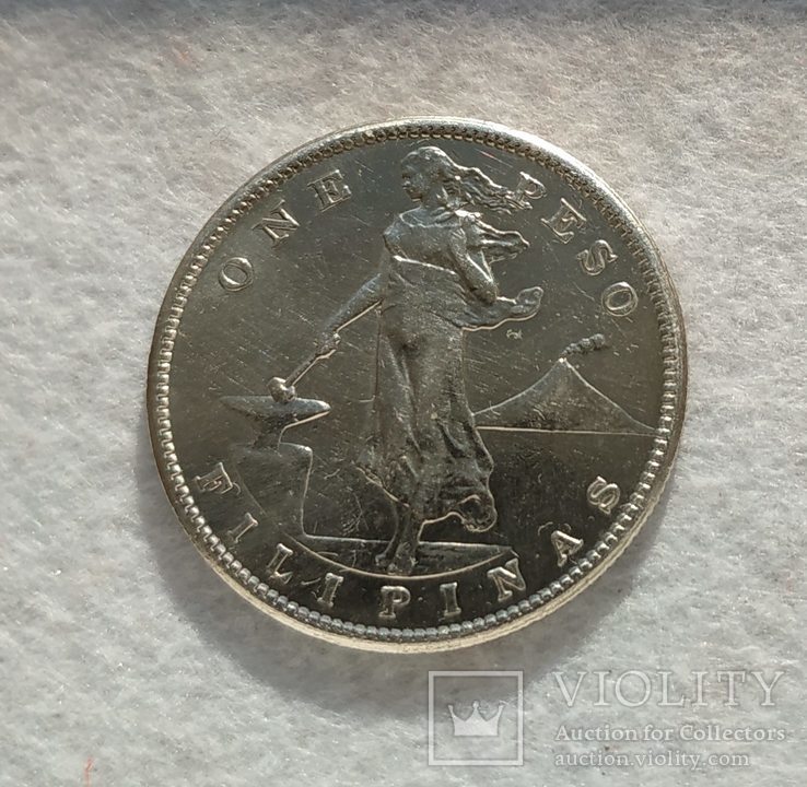 Американские Филиппины 1 песо 1908 серебро., фото №2