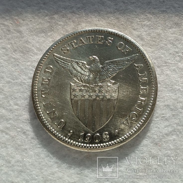 Американские Филиппины 1 песо 1908 серебро., фото №3