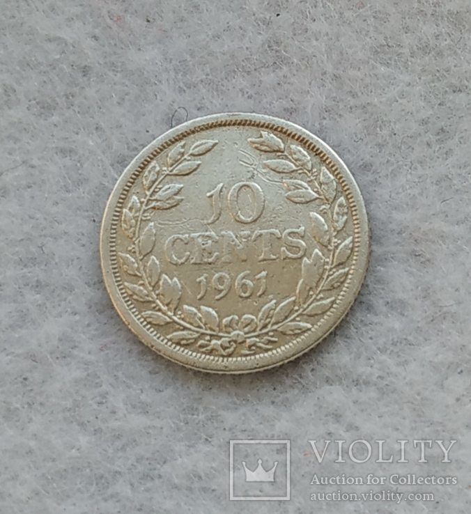 Либерия 10 центов 1961 серебро