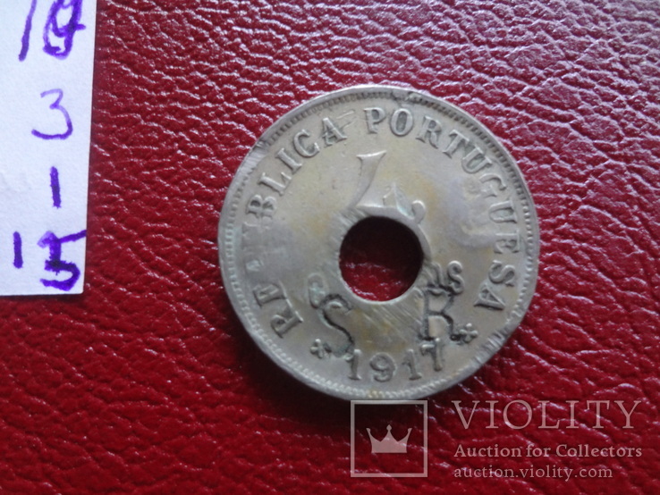 4 сентаво 1917    Португалия  надчекан отверстие ($3.1.15)~, фото №4
