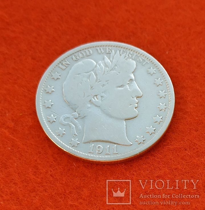 США 1/2 доллара 1911 S серебро Барбер, фото №2