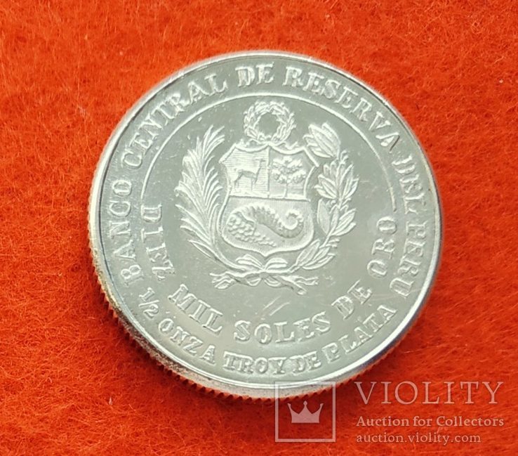 Перу 10000 соль 1982 серебро АНЦ Юбилейная, фото №3