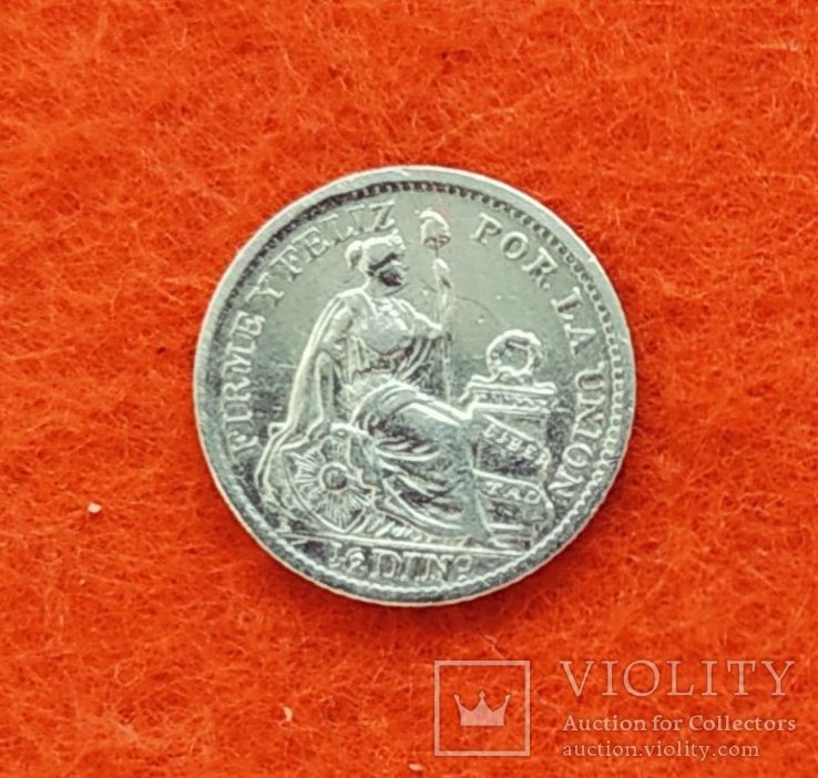 Перу 1/2 динеро 1910 серебро, фото №2