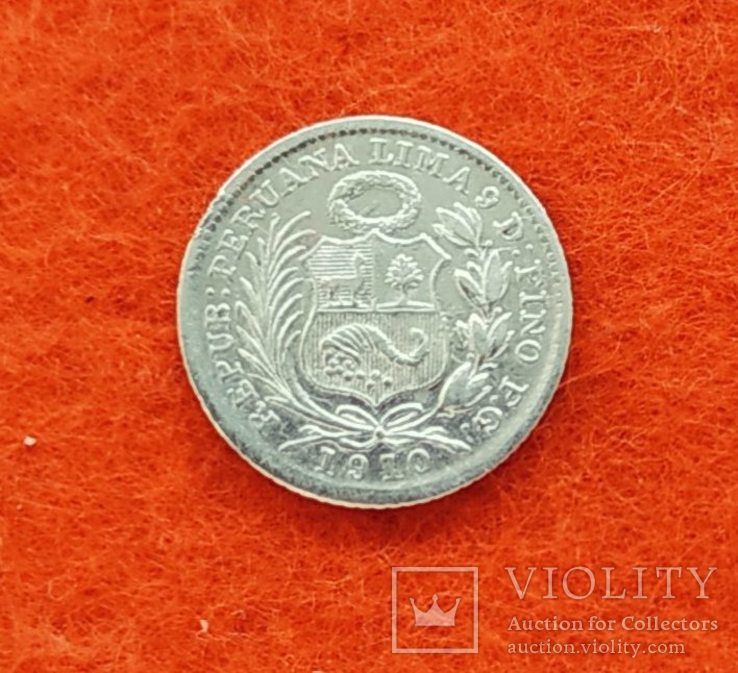 Перу 1/2 динеро 1910 серебро, фото №3