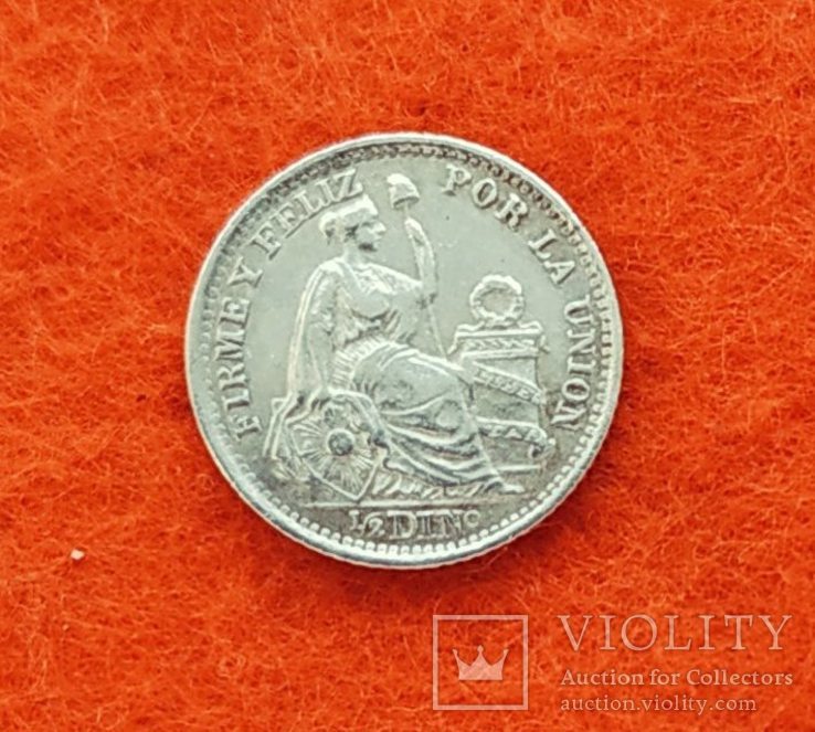 Перу 1/2 динеро 1905 серебро, фото №2