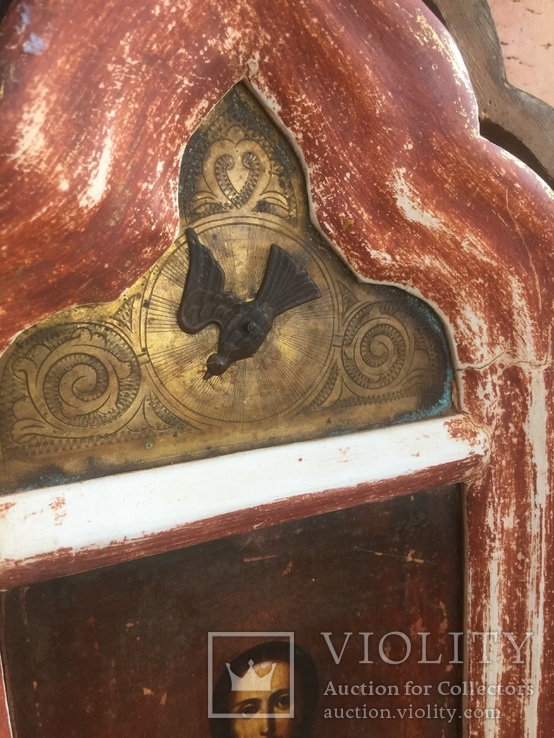Икона Иисуса Христа в старом киоте, фото №10