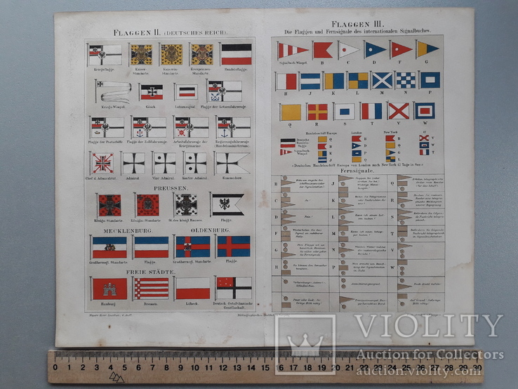 Флаги Германского Рейха конец XIX века + сигнальные флажки атлас 1887 год, фото №2
