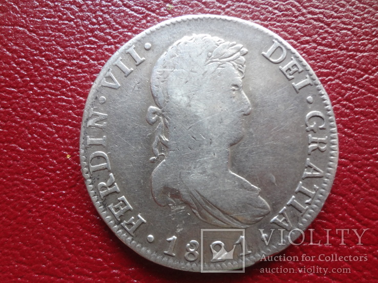 8 реалов 1821 Испания Мексика сер Фердинанд VII серебро   (1.3.8)~