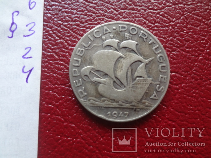 5 эскудо 1947  Португалия  серебро   ($3.2.4)~, фото №4