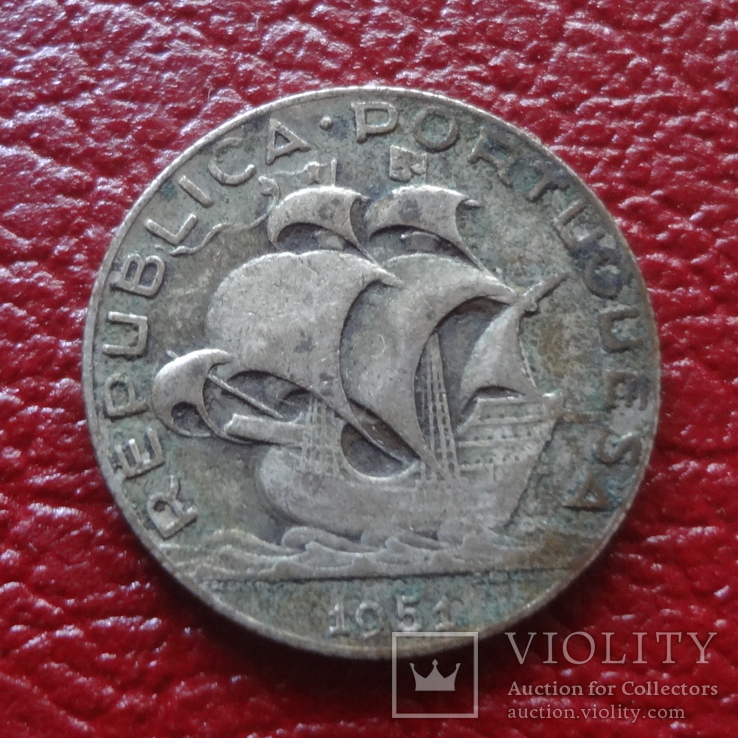 2,5 эскудо 1951  Португалия  серебро   ($3.2.6)~