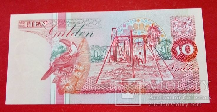 Суринам - 10 Gulden 1995 г.  UNC Пресс, фото №3