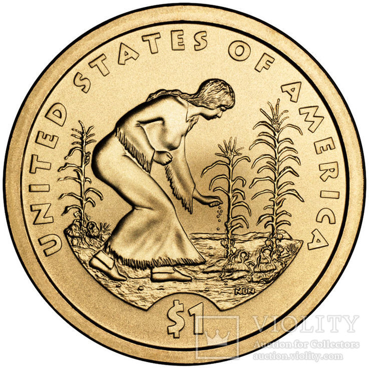 1 доллар 2009 г.(D) Индианка, выращивающая «трёх сестёр», фото №2