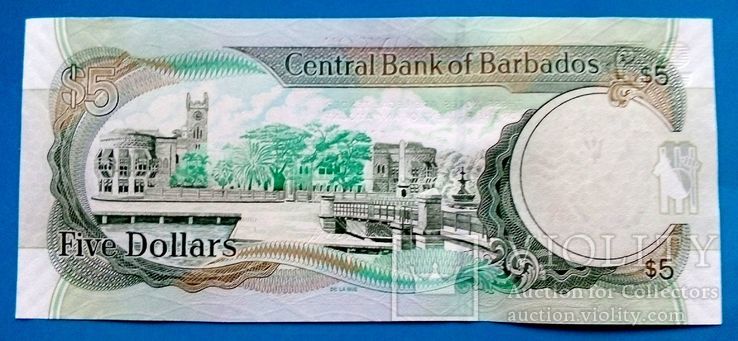 Барбадос 5 долларов 2007 UNC, фото №3